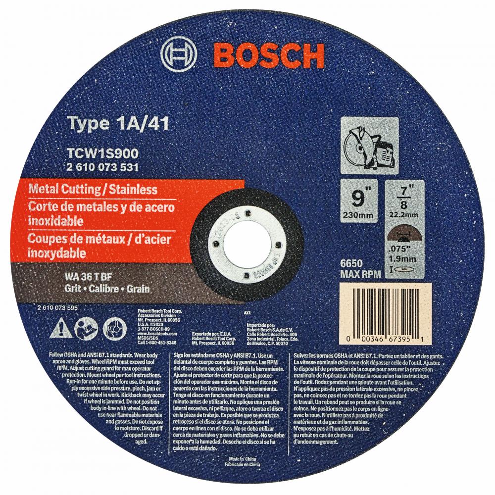 9 In. Type 1a/41 Abrasive Wheel