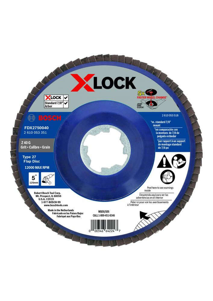 5 In. X-LOCK 40 Grit Flap Disc