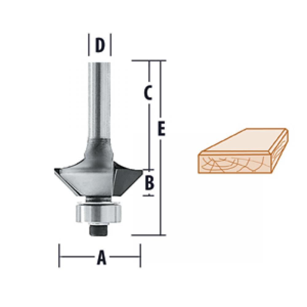 15Â° Bevel Trimmer Bit - 2 Flut