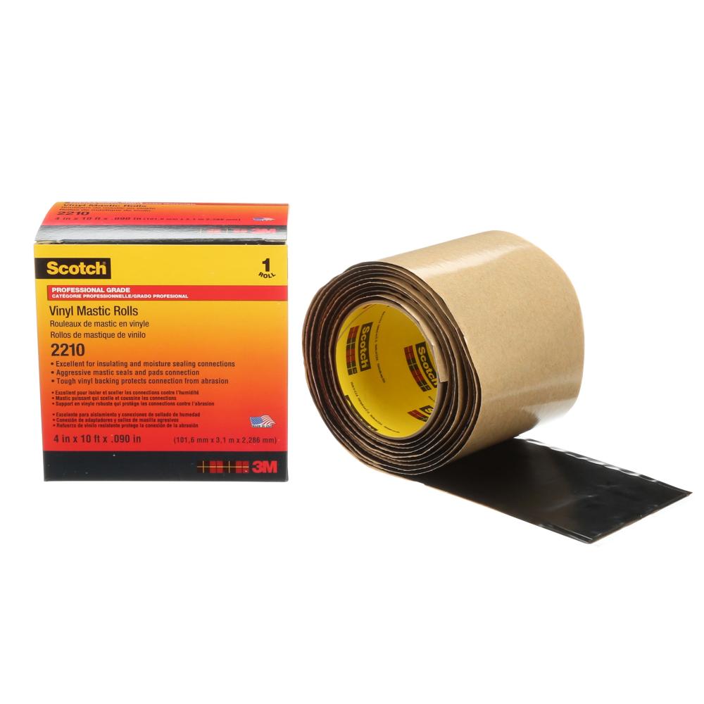 Scotch® Vinyl Mastic Roll, 2210, black, 90 mil (2.3 mm), 4 in x 10 ft (100 mm x 3 m)