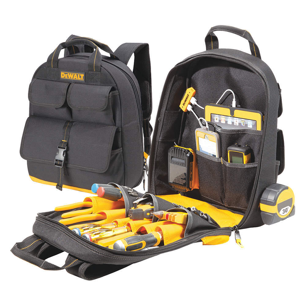 TOOL BACKPACK,BLACK/YELLOW,23 POCKETS