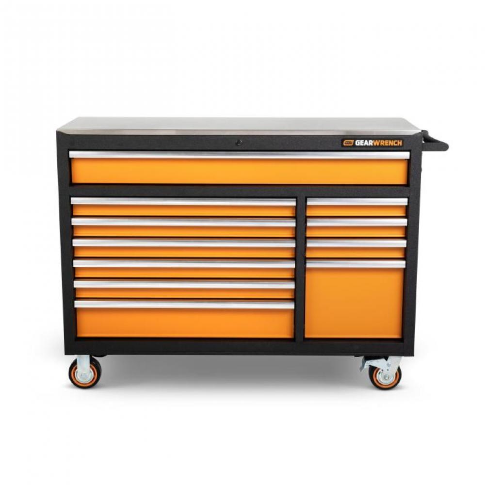 52&#34; 11 Drawer GSX Series Rolling Tool Cabinet with Stainless Steel Worktop