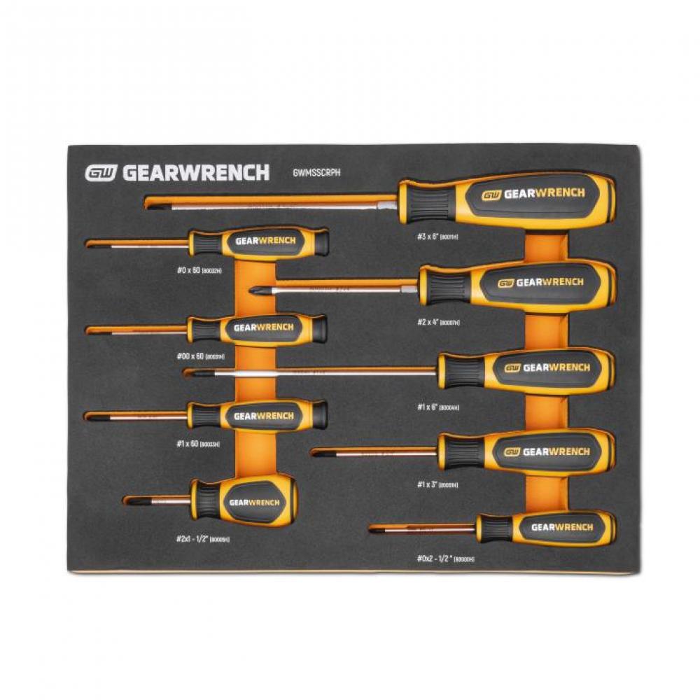 9 Pc. Phillips® Dual Material Screwdriver Set in Foam Storage Tray