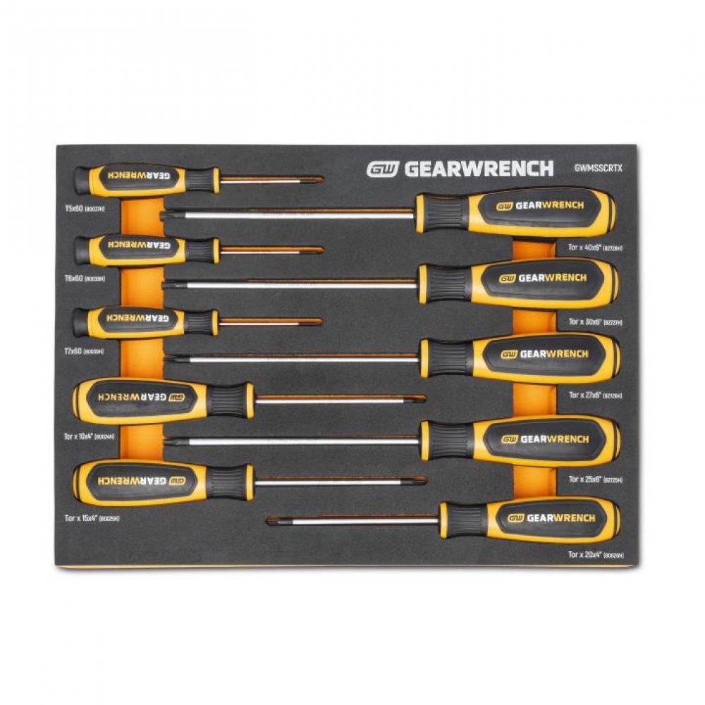 10 Pc. Torx® Dual Material Screwdriver Set in Foam Storage Tray