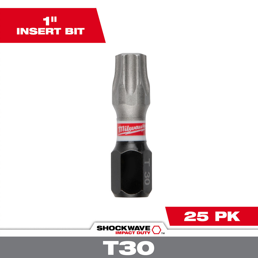 SHOCKWAVE Impact Duty 1&#34; T30 Insert Bit Bulk 25