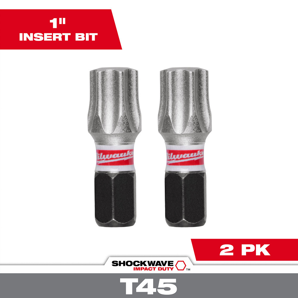 SHOCKWAVE Impact Duty 1&#34; T45 Insert Bits 2Pk