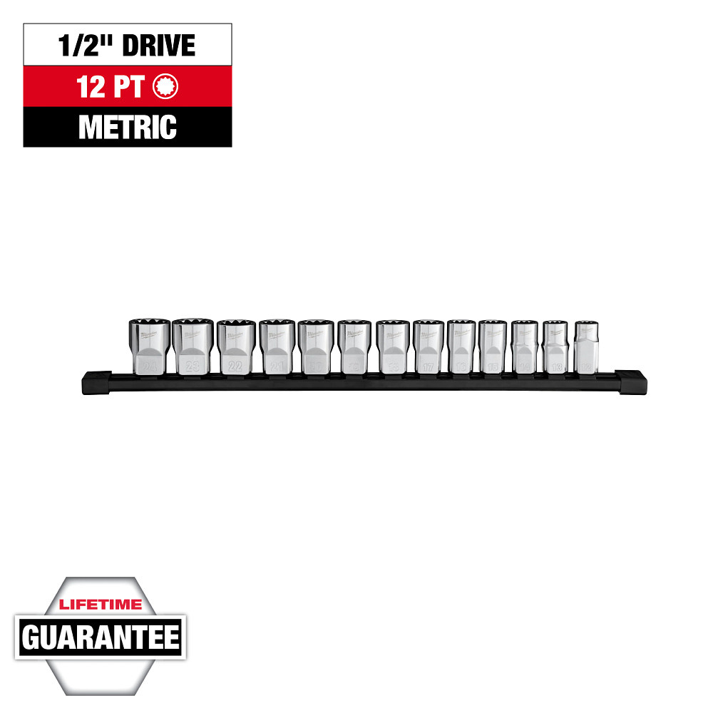 13pc 1/2&#34; Drive 12-Point Metric Socket Set