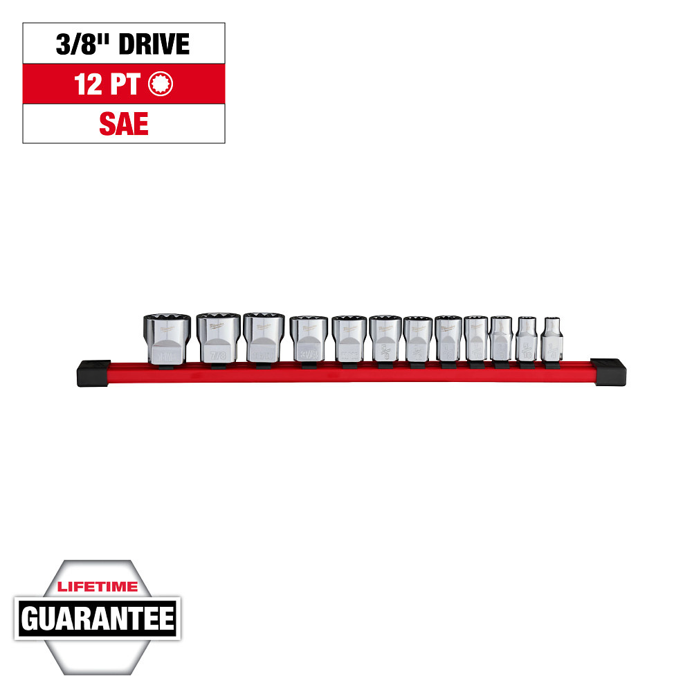 12pc 3/8&#34; Drive 12-Point SAE Socket Set