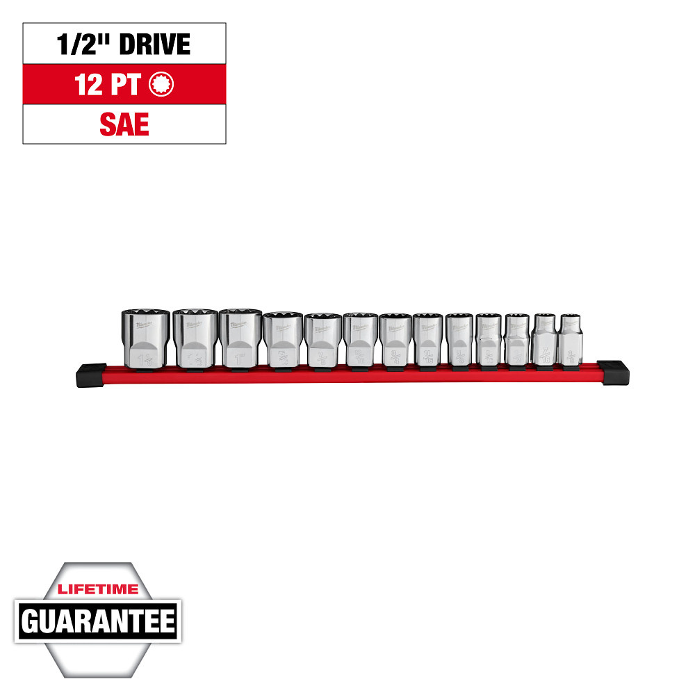 13pc 1/2&#34; Drive 12-Point SAE Socket Set