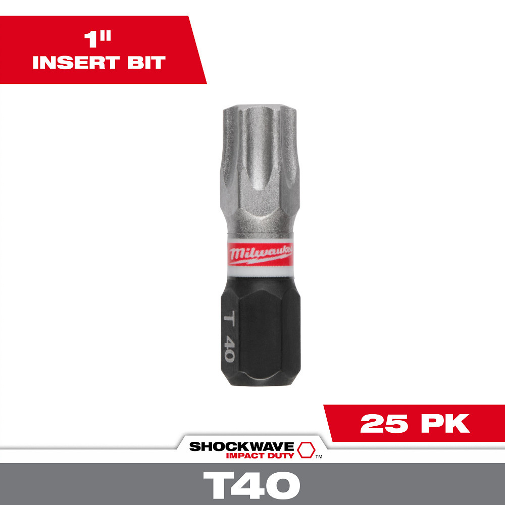 SHOCKWAVE Impact Duty 1&#34; T40 INSERT BITS 25Pk