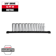 Milwaukee 48-22-9521 - 12pc 3/8" Drive 12-Point Deep Well Metric Socket Set