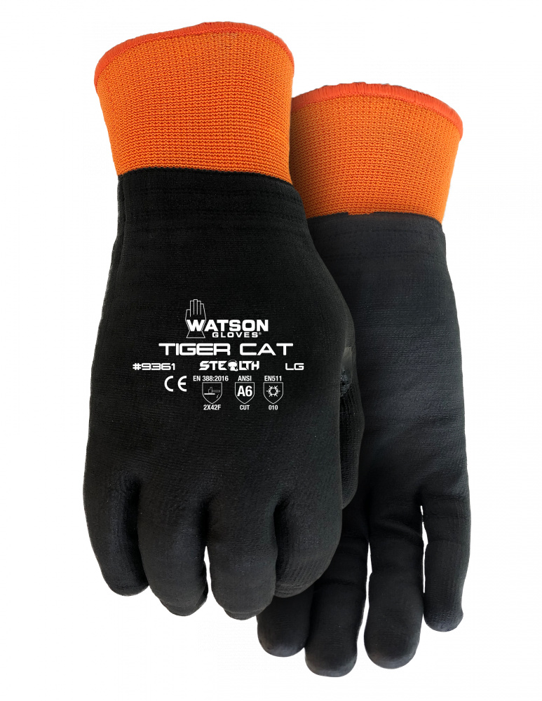 ***LIMITED STOCK*** STEALTH TIGER CAT MICRO FOAM NITRILE 10GG ACRYLIC LINED COATED - L