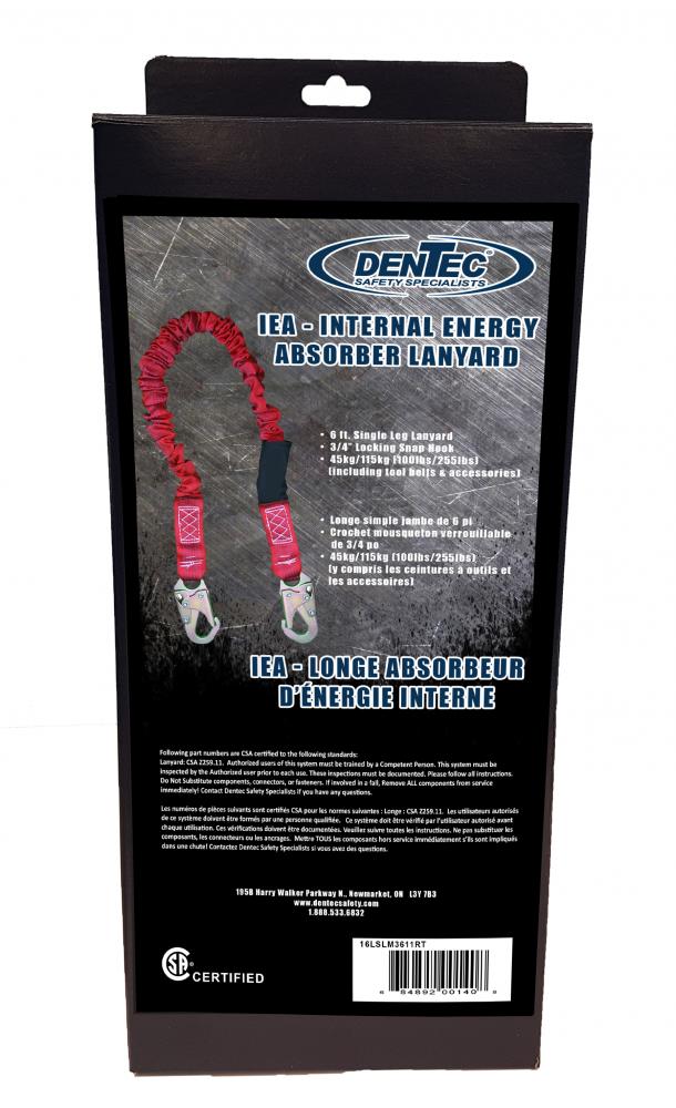 6FT IEA SINGLE LEG LANYARD W/3/4HOOK RET