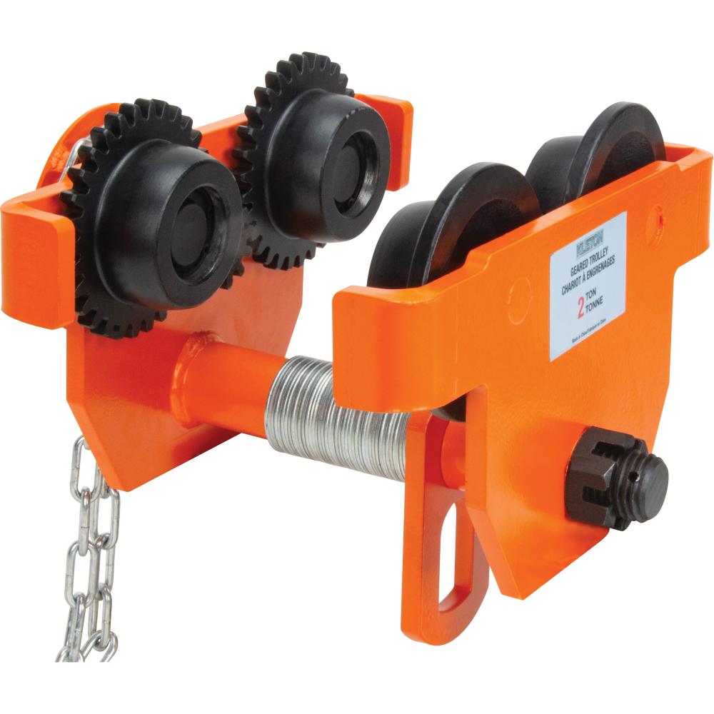 TROLLEY GEARED 1T (2000LBS)CAP C/W SAFETY PLATES