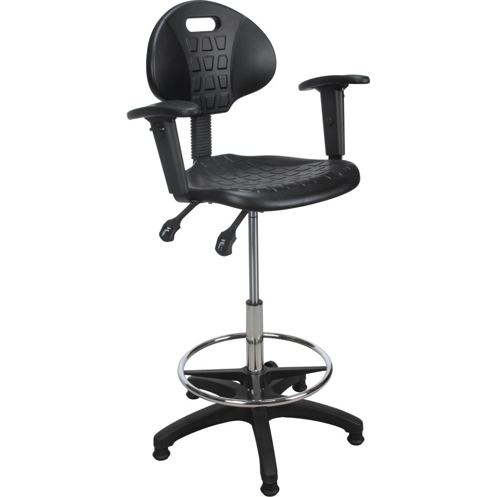 ERGO STOOL, BLK, W/ARMS,ADJ 23&#34;-32&#34;,CAP 250 LBS