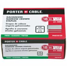 Porter Cable PNS18125 - 18GA, 1/4" NARROW CROWN, 1-1/4" LEG, GALVANIZED, 5000 CT