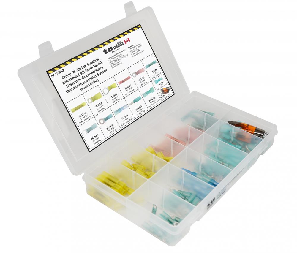 121PC Heat Shrink Terminal + Torch Assortment Kit - (Mini Flip Kit Series)