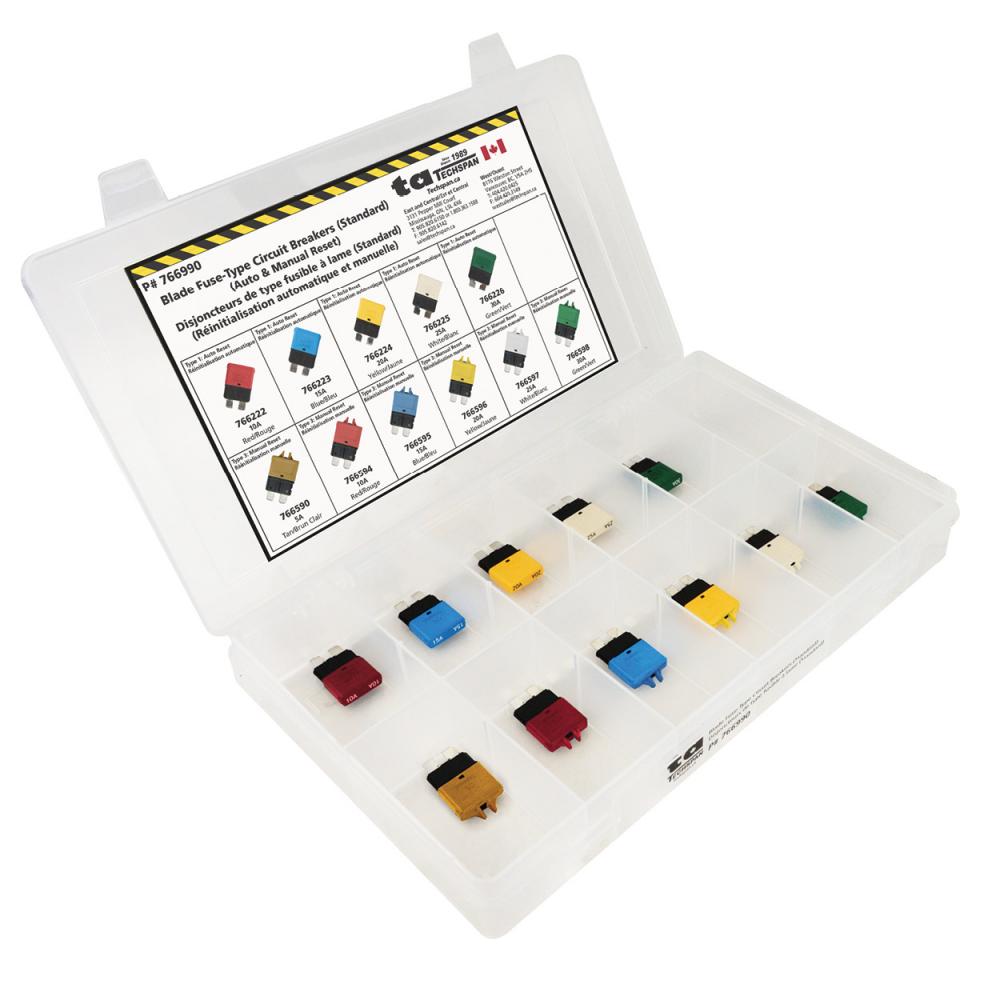 11PC Standard Blade-Type Circuit Breaker Assortment Kit - (Mini Flip Kit Series)