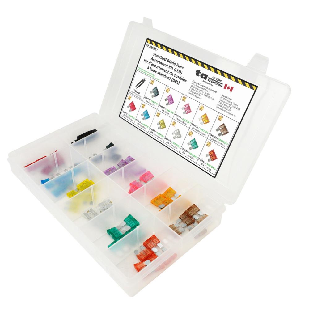 56PC LED Standard Blade Fuse Assortment Kit - (Mini Flip Kit Series)