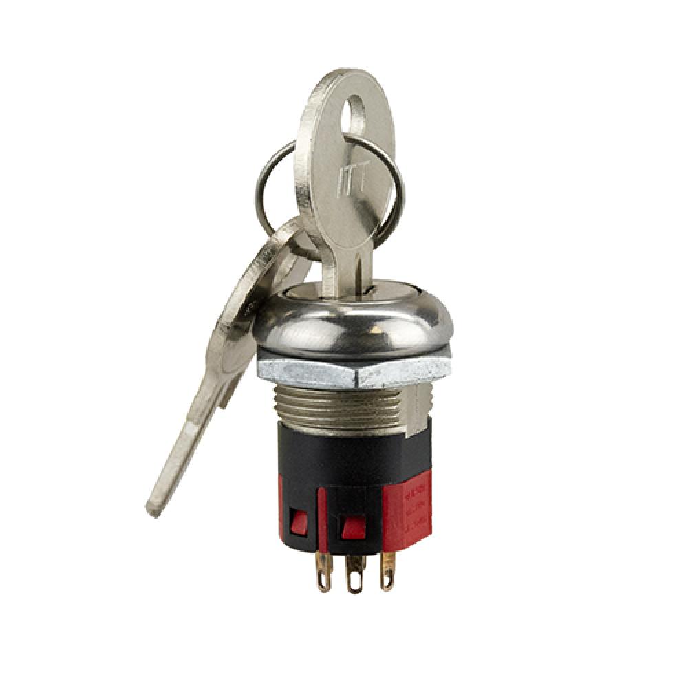 Switch Key Lock On On DPDT 90 Flat Key 4A 125Vac