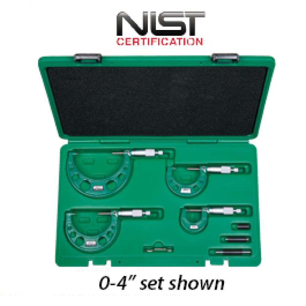 OUTSIDE MICROMETER SET 4PCS 0-4IN RES 0.0001IN