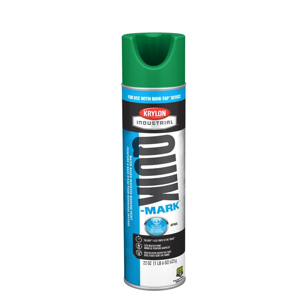 Krylon® Industrial Quik-Tap TallBoy Water-Based Marking Paint, APWA Green, 22 oz
