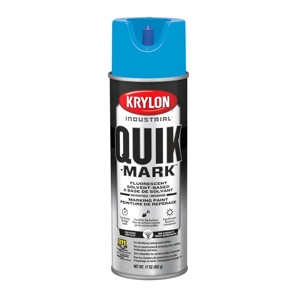 Krylon Industrial Quik-Mark Solvent-Based Inverted Marking Paint, Fluorescent Caution Blue, 17 oz.