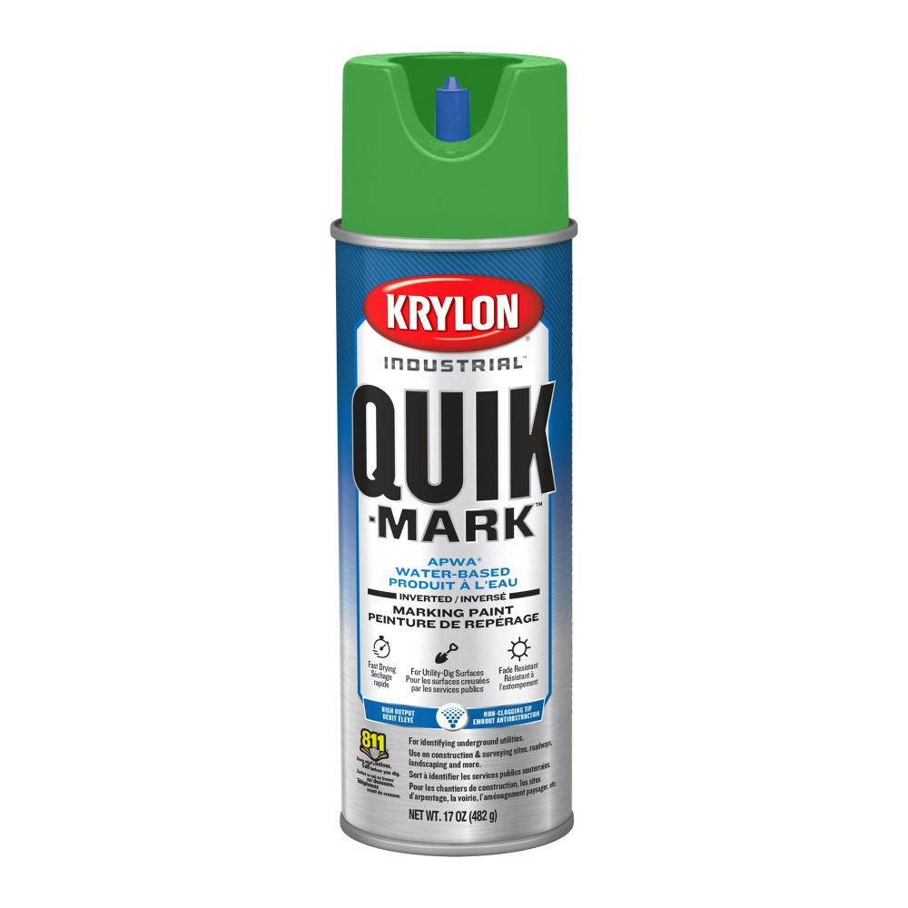 Krylon Industrial Quik-Mark Water-Based Inverted Marking Paint, Green, 17 oz.