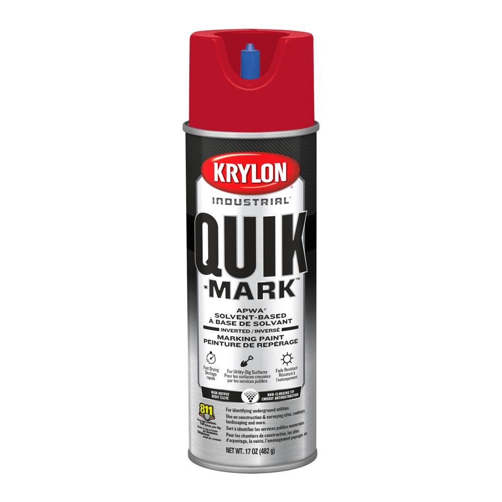 Krylon Industrial Quik-Mark Solvent-Based Inverted Marking Paint, Red, 17 oz.