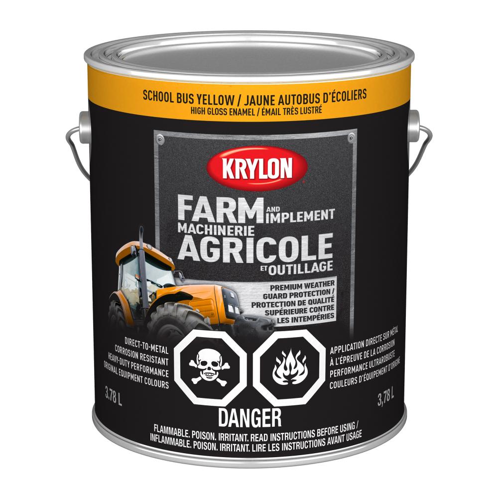 Krylon® Farm & Implement Paint Brush On, High Gloss, School Bus Yellow, 3.78 L