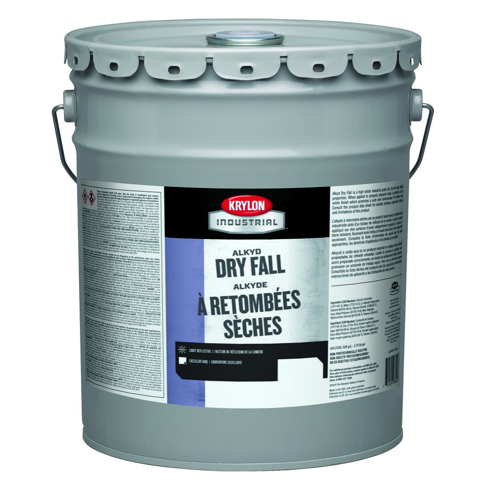 Krylon Industrial Alkyd Dry Fall, Semi-Gloss, White, 5 Gallon