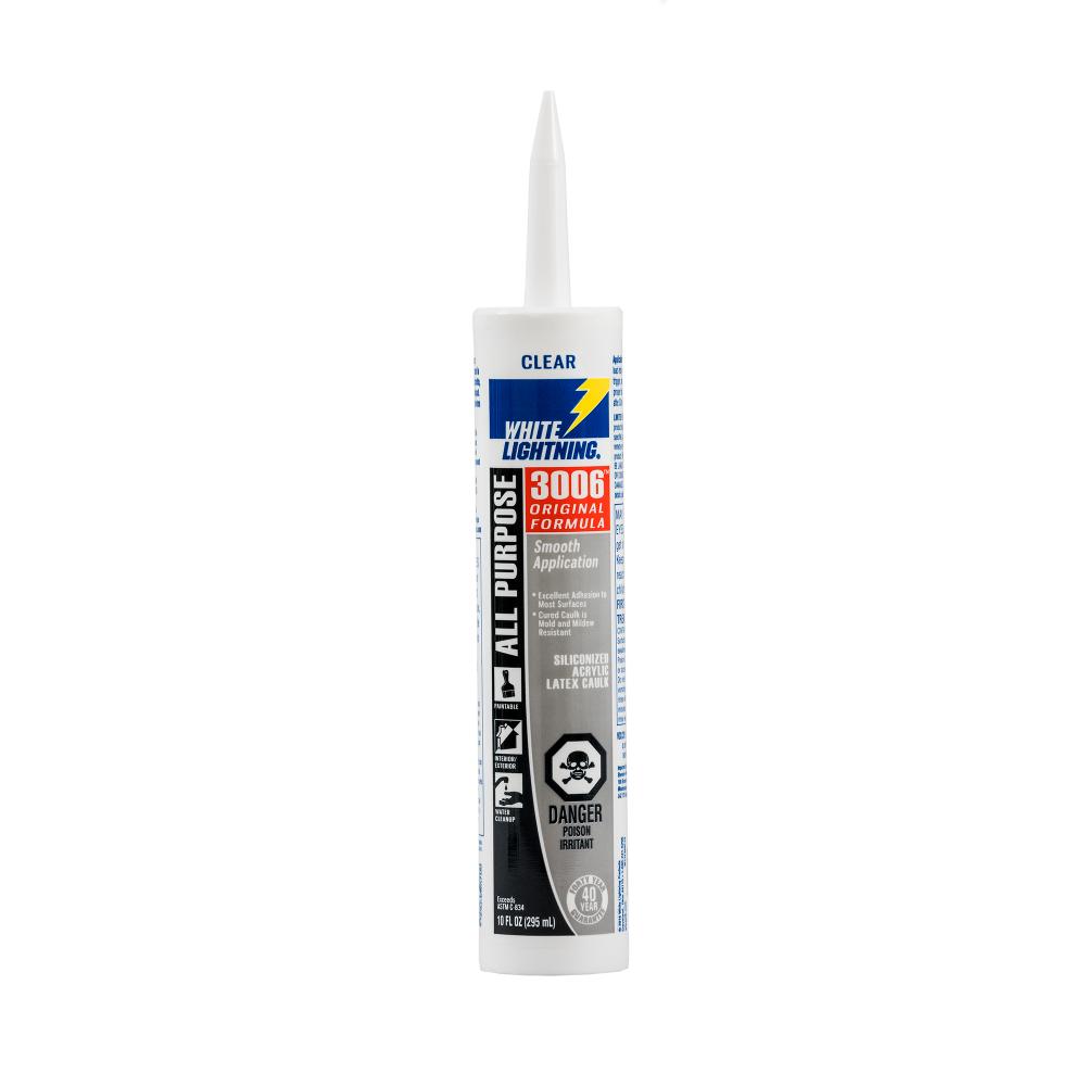 White Lightning® 3006™ All Purpose Adhesive Caulk, Clear, 295 mL