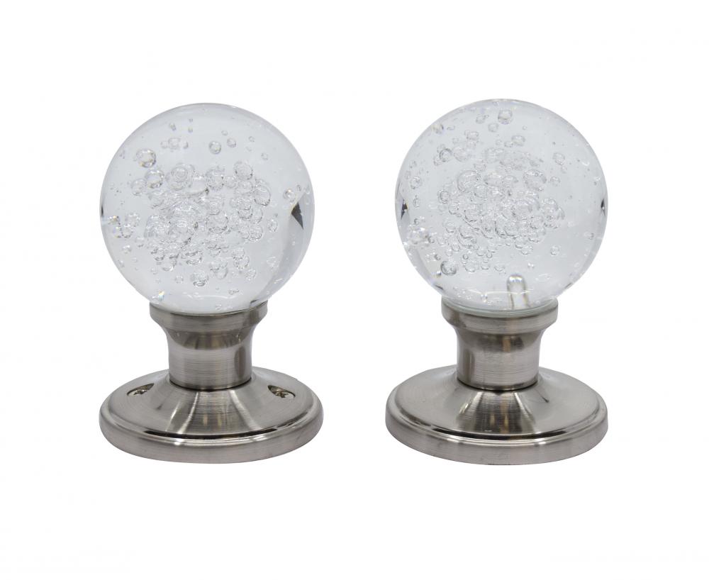 Door Knob Crystal Bubble Hallway Satin Nickel