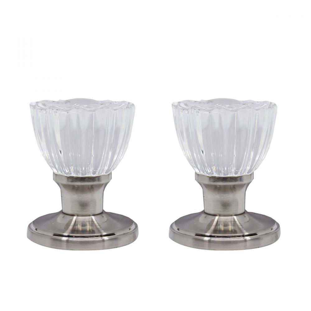 Door Knob Crystal Tulip Privacy Satin Nickel