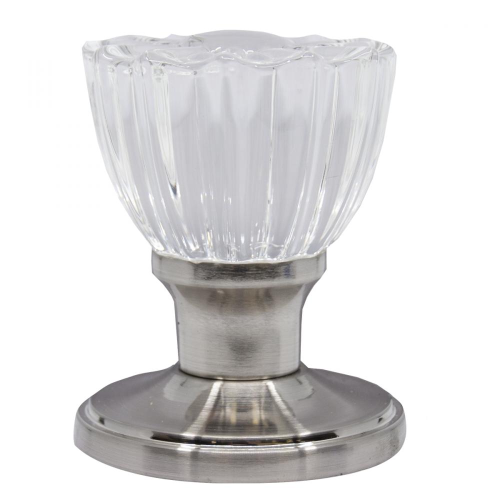Door Knob Crystal Tulip Dummy Satin Nickel