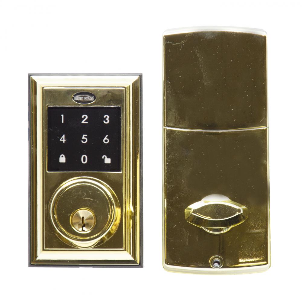 Square Electronic Deadbolt Polish Brass
