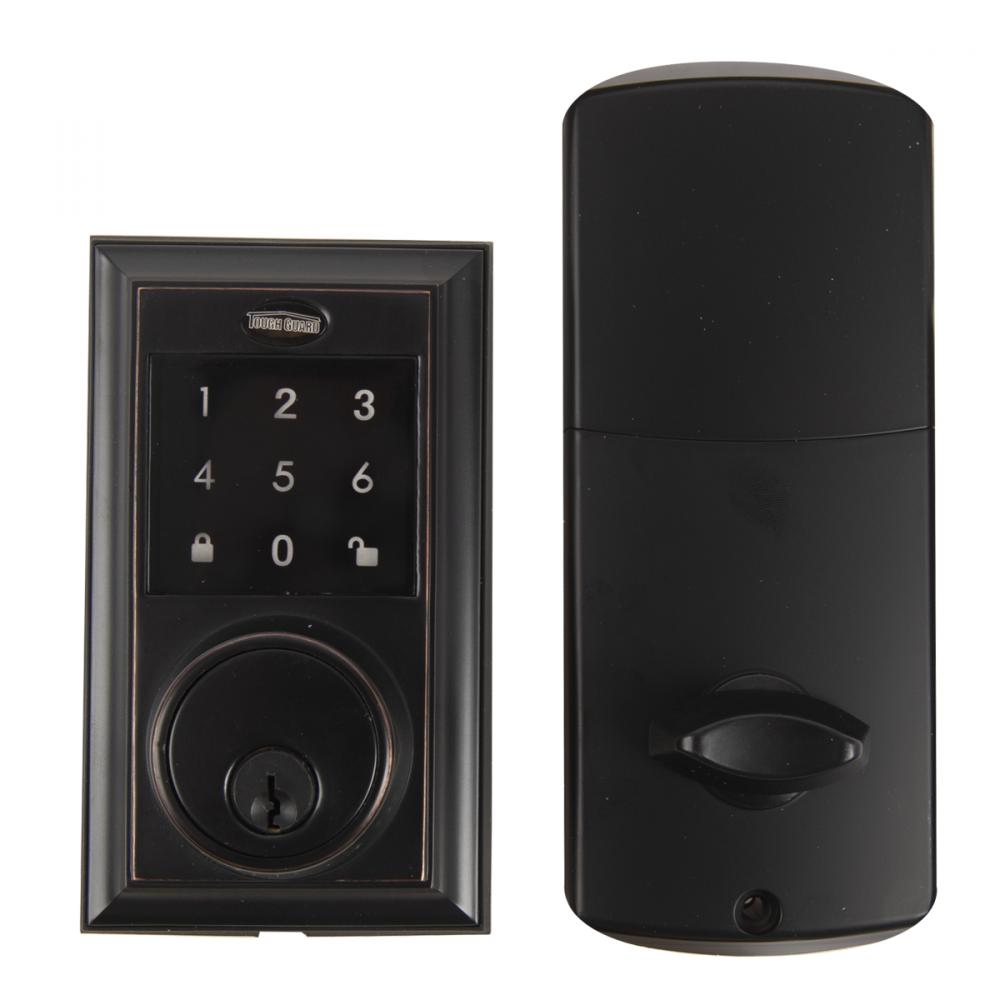 Square Electronic Deadbolt Black Oil Rubbed Brass