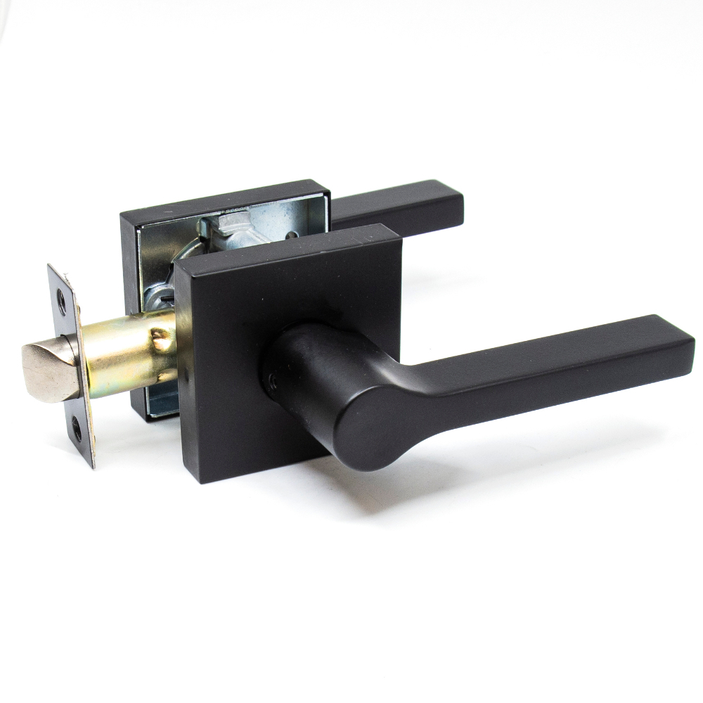 Door Lock Lever Passage Square Matte Black