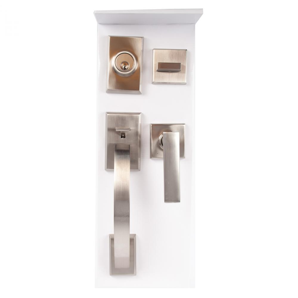 Door Lock Grip Square Satin Nickel (Zinc Alloy)