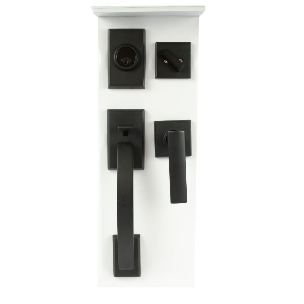 Door Lock Grip Square Matte Black (Zinc Alloy)