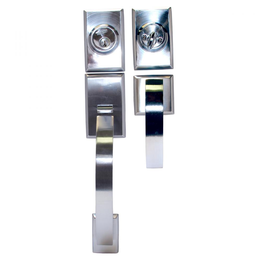 Door Lock Grip Square Satin Chrome (Zinc Alloy)