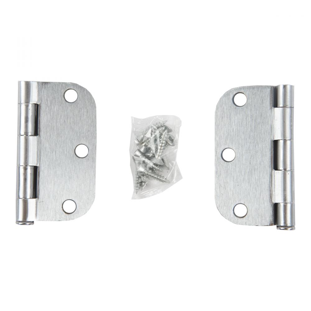 2PC Door Hinge 3in x 3in Round Corner 5/8in Brushed Stainless Steel