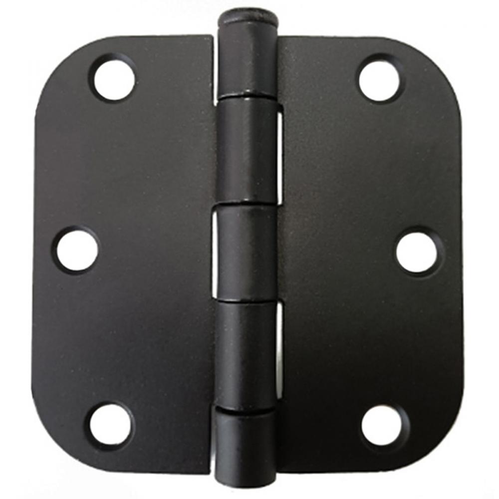 2PC Door Hinge 3 ½ in x 3 ½ in Round Corner 5/8in Black Steel