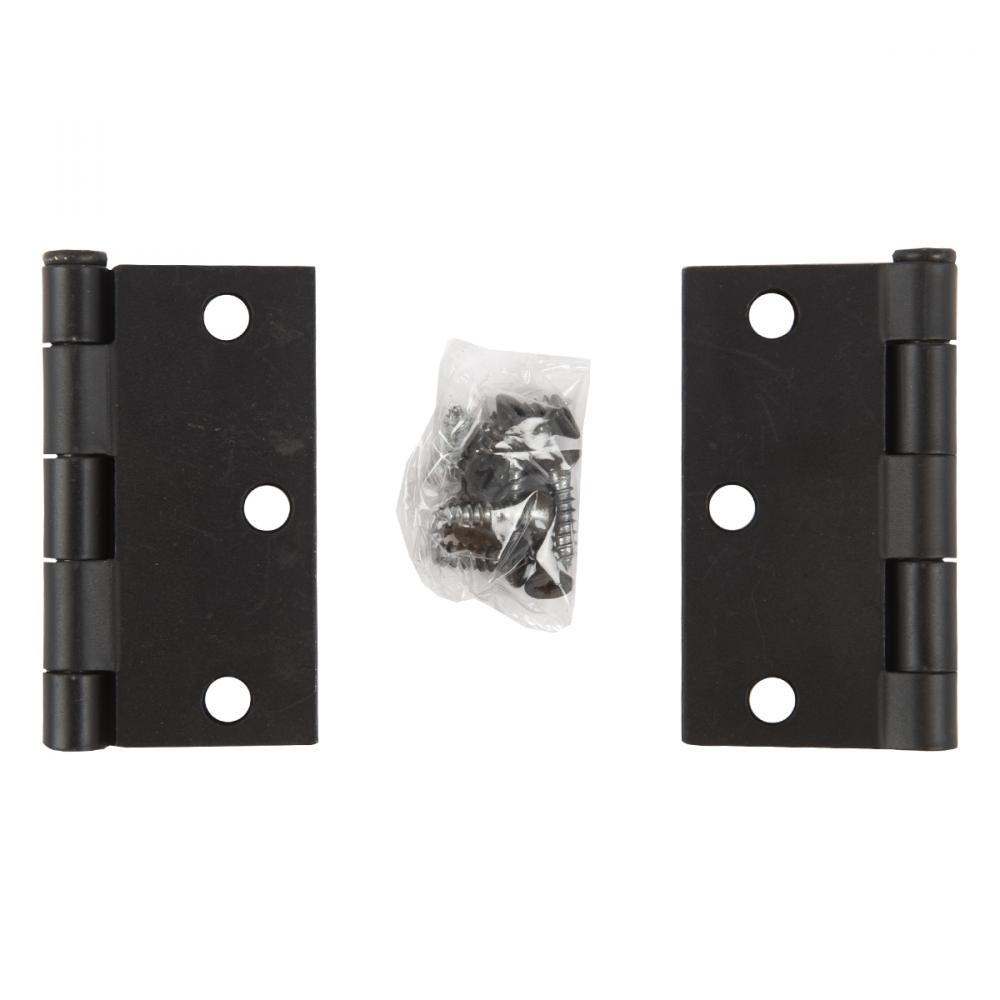2PC Door Hinge 3in x 3in x 2mm Square Corner Black Steel