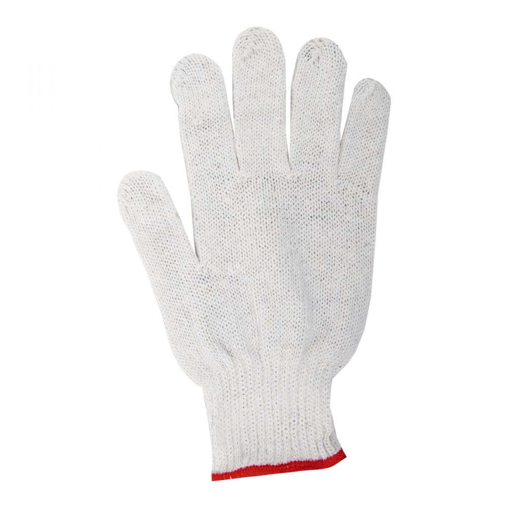 1dz. Knitted Poly/Cotton Gloves White With Black PVC Dots (S)