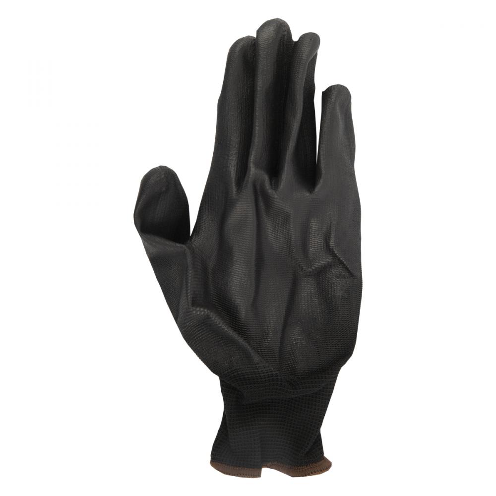 1dz. Knitted Polyester Gloves Black With PU Palm (XL)