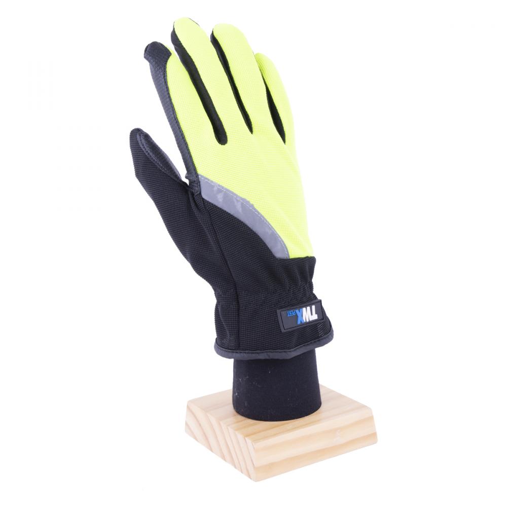1 Pair Mechanic Gloves Green/Black With PU Palm Black & Reflective Strap (OSFA)