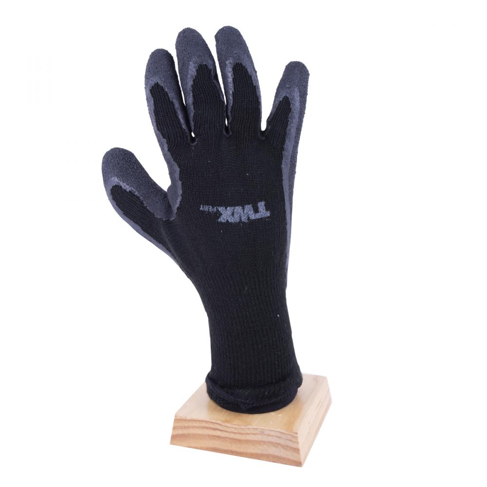 1dz. Knitted Cotton Insulated Gloves Black With Latex Palm Gray (OSFA)