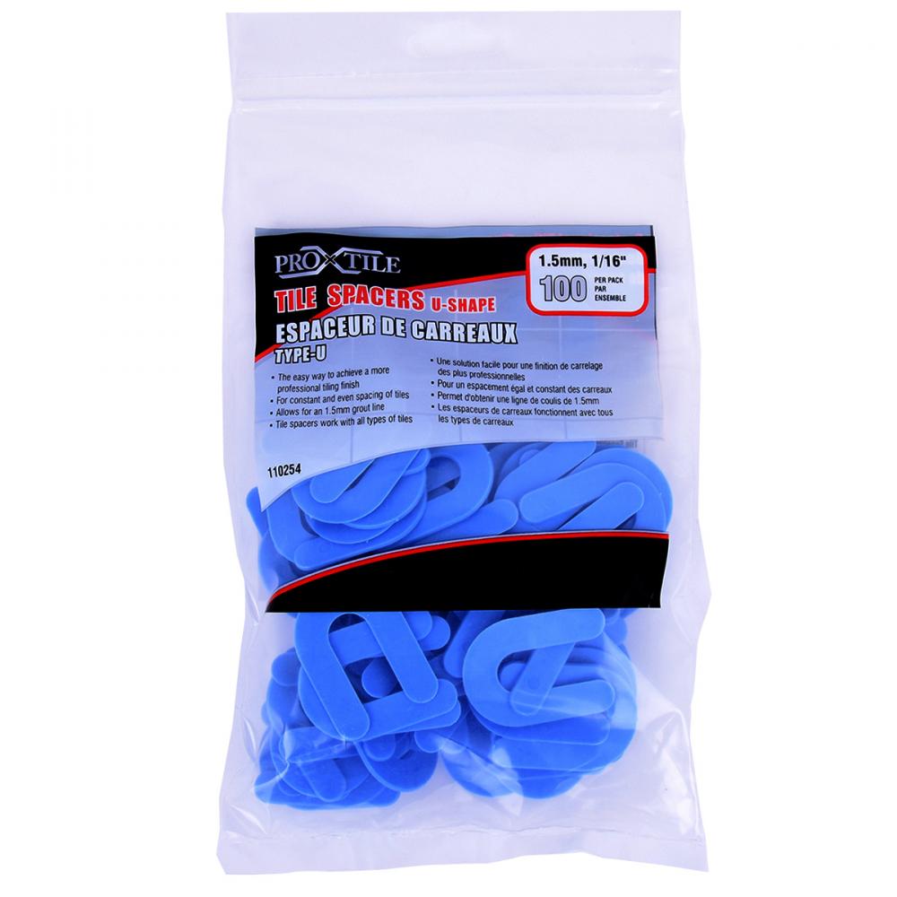 Tile Spacers U-Type 1.5mm (1/16in) 100PC