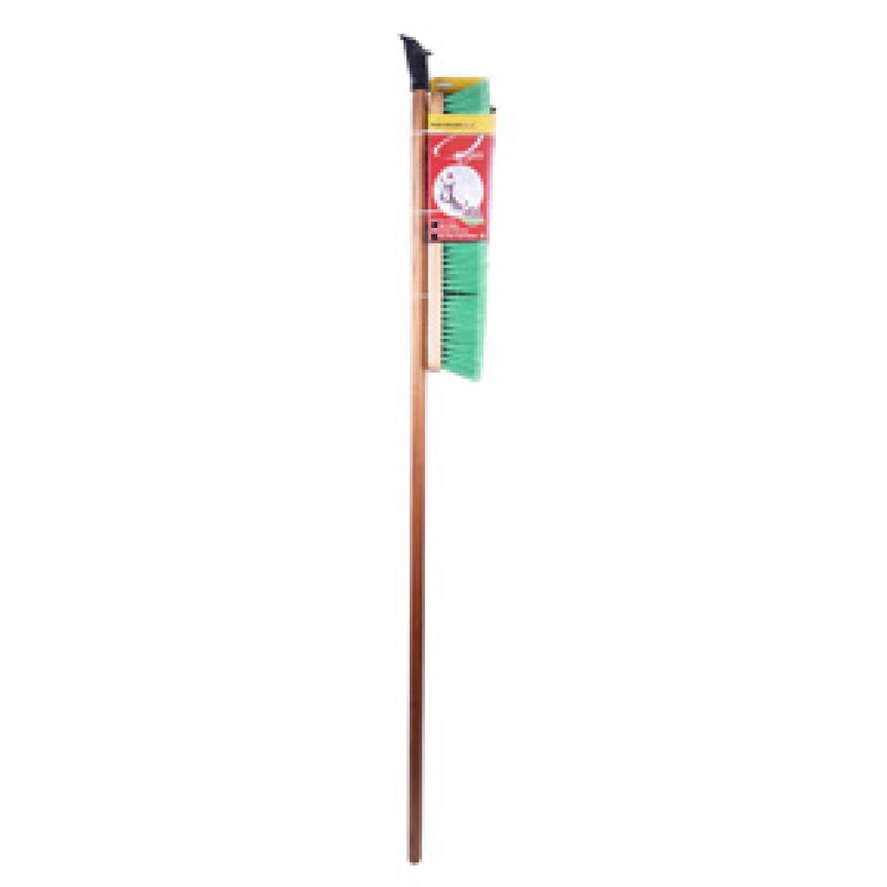 Push Broom 18&#34; Indoor/Outdoor with Brace Soft & Hard Bristle